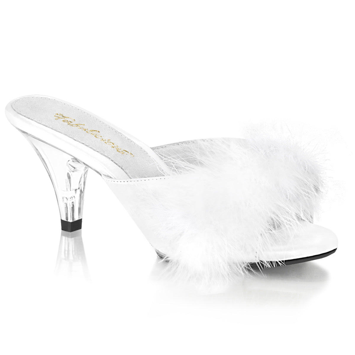 BELLE-301F 3" Heel, 1/8" Mini PF Marabou Fur Slide