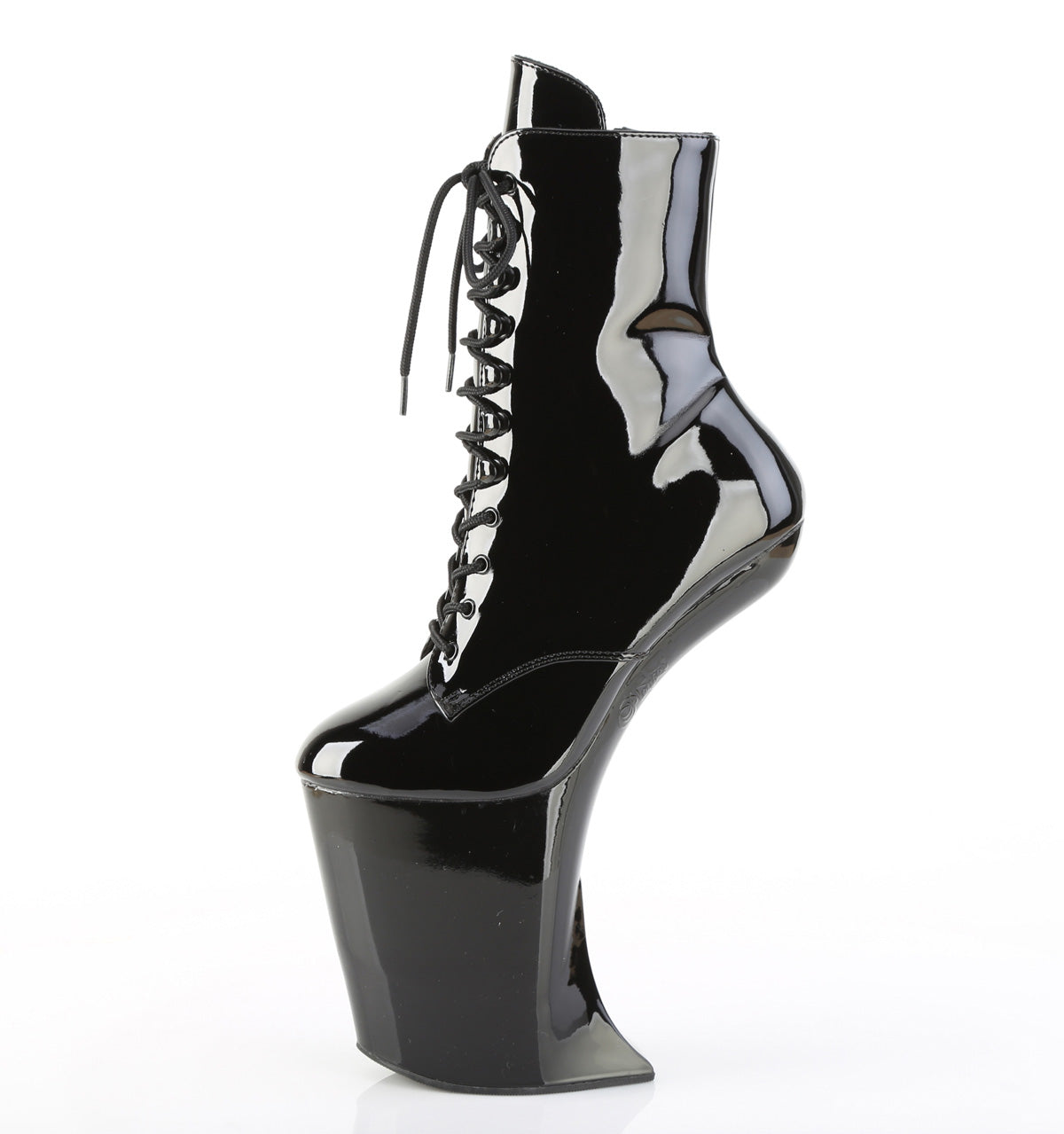 BEWITCHED-1020 9" Heelless, 4" PF Lace-Up Front Ankle Boot, Inside Zip