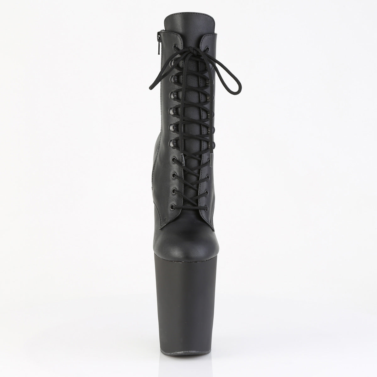 BEWITCHED-1020 9" Heelless, 4" PF Lace-Up Front Ankle Boot, Inside Zip