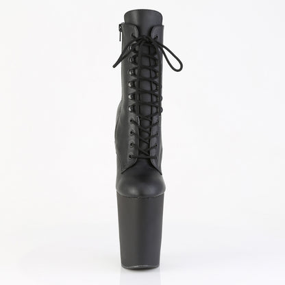 BEWITCHED-1020 9" Heelless, 4" PF Lace-Up Front Ankle Boot, Inside Zip