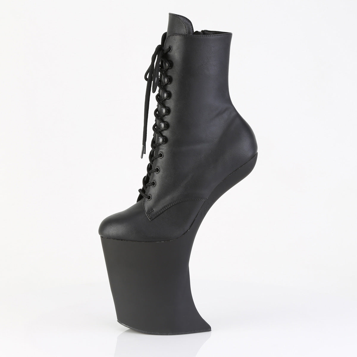 BEWITCHED-1020 9" Heelless, 4" PF Lace-Up Front Ankle Boot, Inside Zip