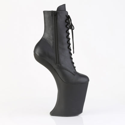 BEWITCHED-1020 9" Heelless, 4" PF Lace-Up Front Ankle Boot, Inside Zip