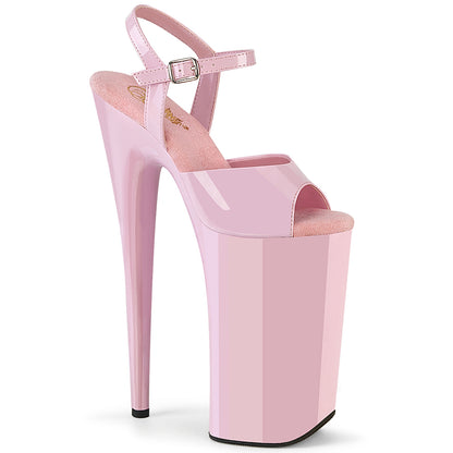 BEYOND-009 10" Heel, 6 1/4" Silver Chrome PF Ankle Strap Sandal