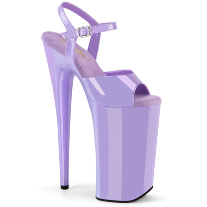 BEYOND-009 10" Heel, 6 1/4" Silver Chrome PF Ankle Strap Sandal