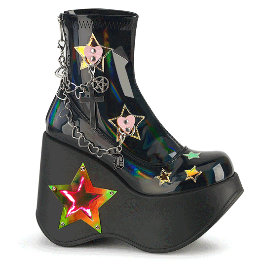 BLAZE-108 5" Star Cutout Platform Wedge Ankle Boot, Back Zip