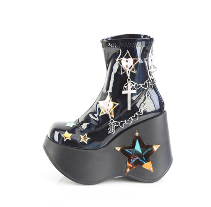 BLAZE-108 5" Star Cutout Platform Wedge Ankle Boot, Back Zip