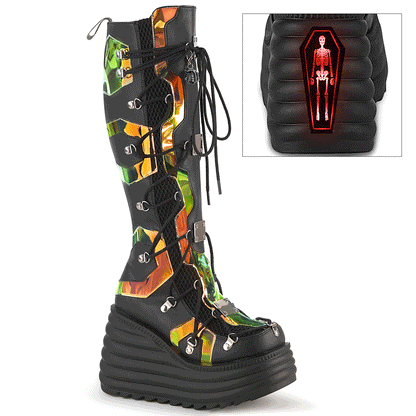 BLAZE-152 4 1/2" Platform Lace-Up Knee High Boot, Inside Zip