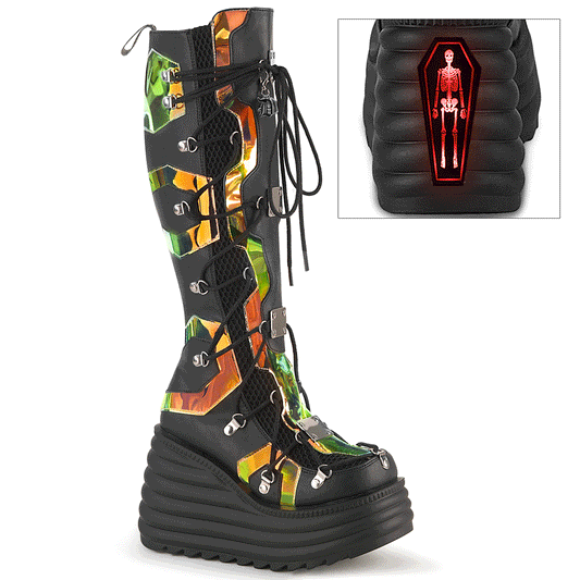 BLAZE-152 4 1/2" Platform Lace-Up Knee High Boot, Inside Zip