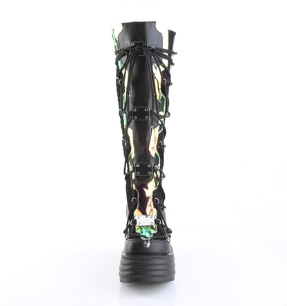 BLAZE-152 4 1/2" Platform Lace-Up Knee High Boot, Inside Zip