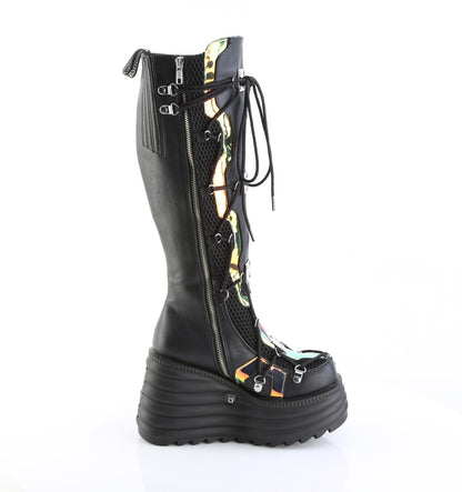 BLAZE-152 4 1/2" Platform Lace-Up Knee High Boot, Inside Zip