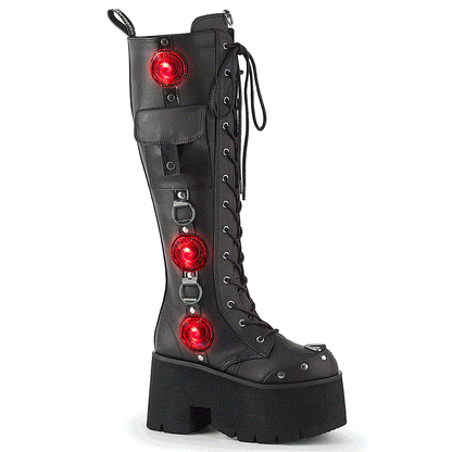 BLAZE-202 3 1/2" Chunky Heel, 2 1/4" PF Lace-Up Knee High BT, Side Zip