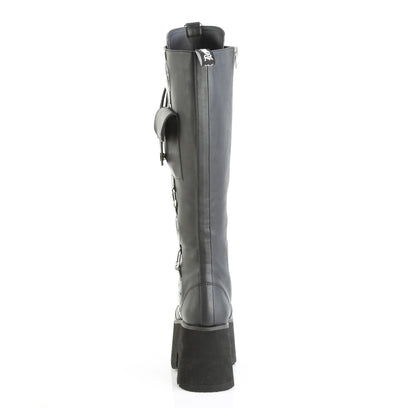 BLAZE-202 3 1/2" Chunky Heel, 2 1/4" PF Lace-Up Knee High BT, Side Zip