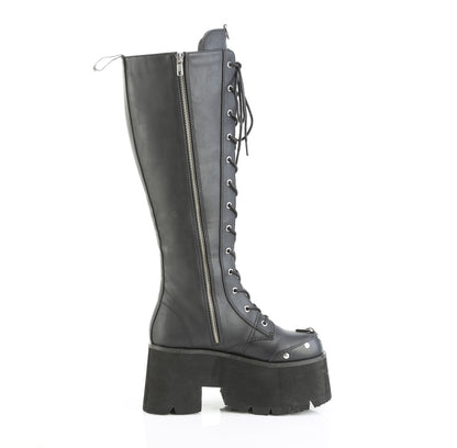 BLAZE-202 3 1/2" Chunky Heel, 2 1/4" PF Lace-Up Knee High BT, Side Zip