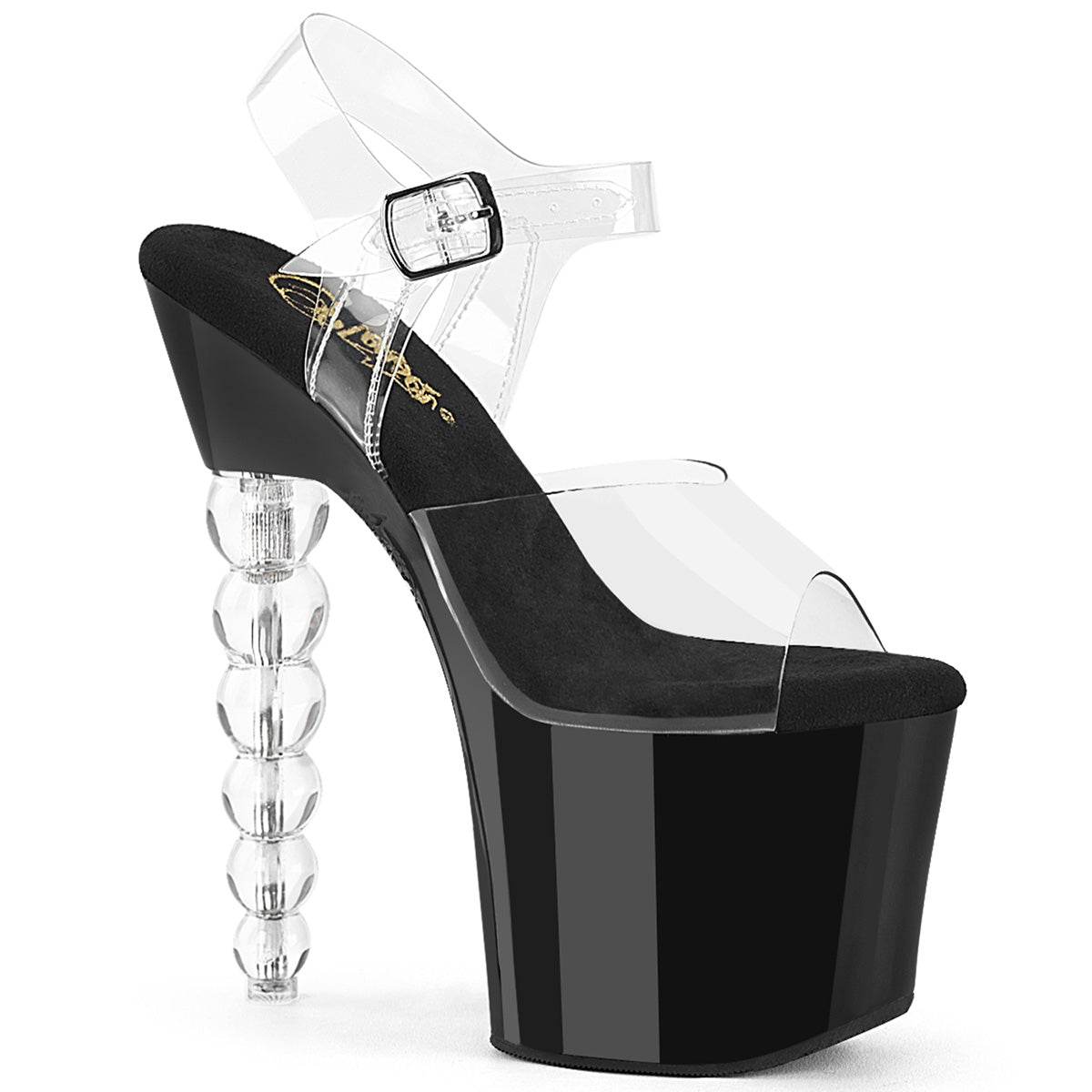 BLISS-708 **7" Beaded Heel, 3 1/4" PF Ankle Strap Sandal