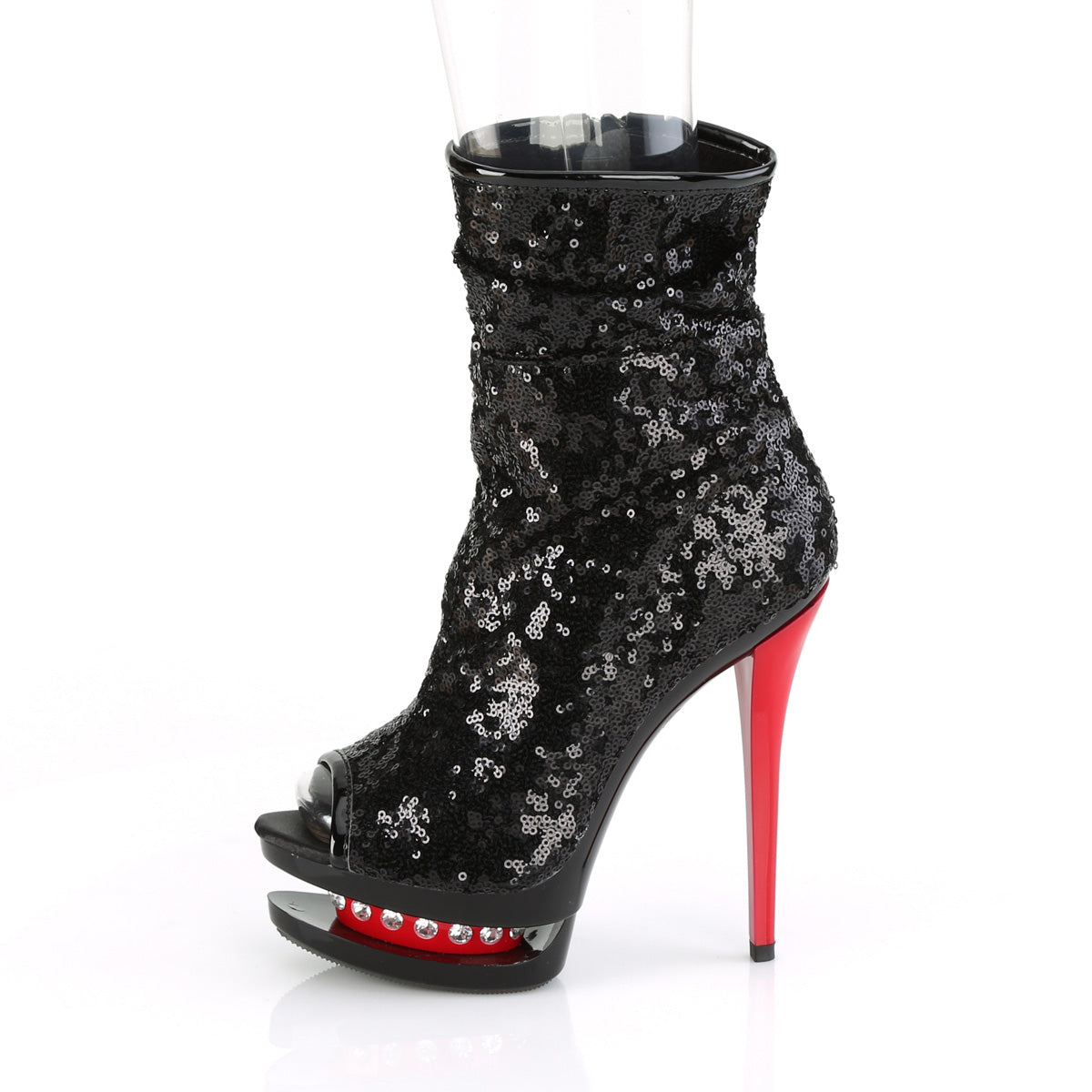 BLONDIE-R-1008 *6" Heel, 1 1/2" PF Two Tone Sequined Open Toe Ankle Boot