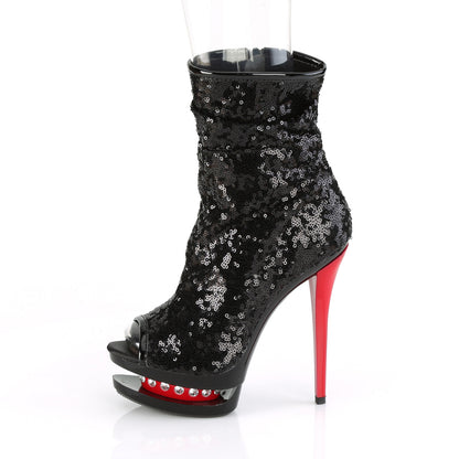BLONDIE-R-1008 *6" Heel, 1 1/2" PF Two Tone Sequined Open Toe Ankle Boot