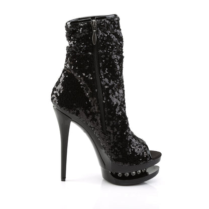 BLONDIE-R-1008 *6" Heel, 1 1/2" PF Sequined Open Toe Ankle Boot