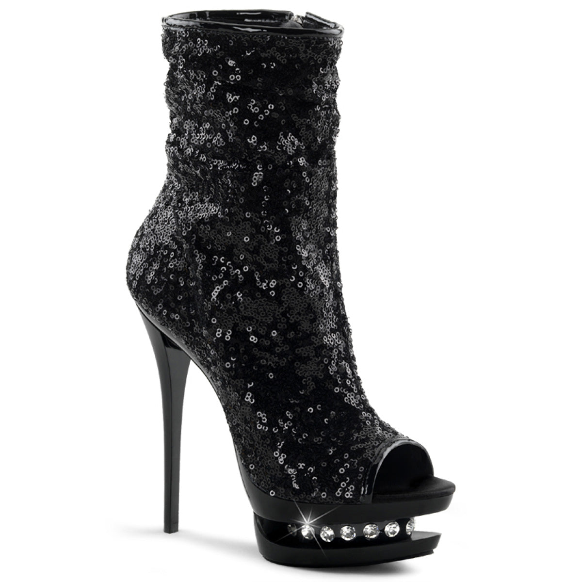 BLONDIE-R-1008 *6" Heel, 1 1/2" PF Two Tone Sequined Open Toe Ankle Boot
