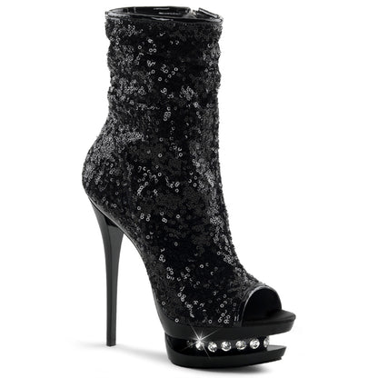 BLONDIE-R-1008 *6" Heel, 1 1/2" PF Two Tone Sequined Open Toe Ankle Boot
