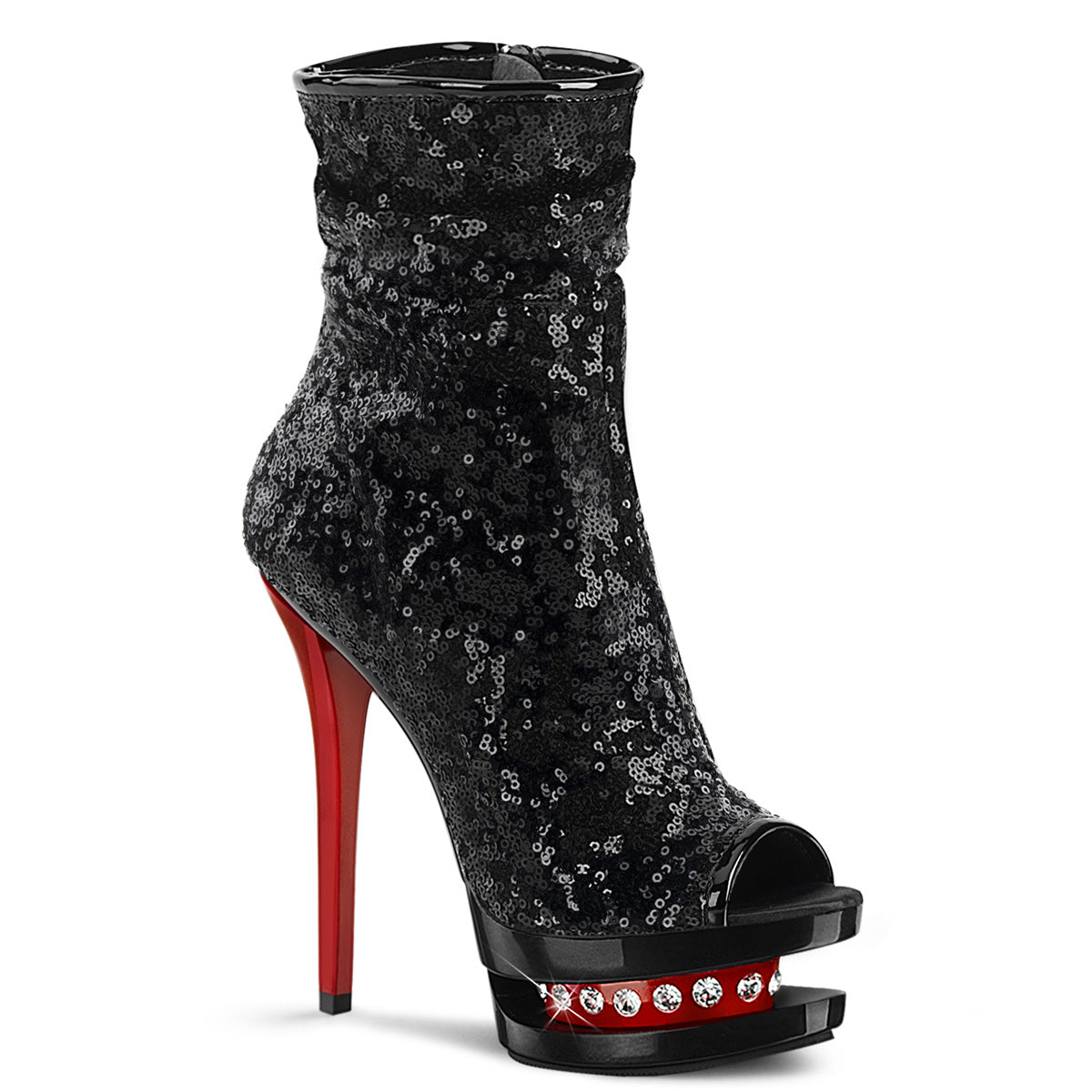 BLONDIE-R-1008 *6" Heel, 1 1/2" PF Two Tone Sequined Open Toe Ankle Boot