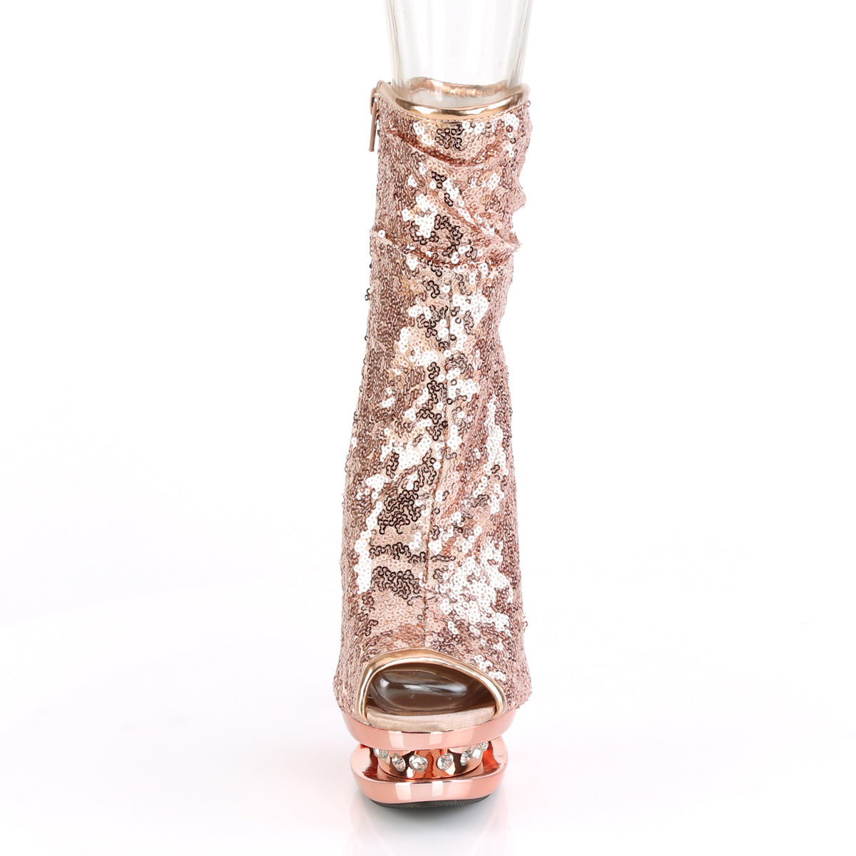 BLONDIE-R-1008 *6" Heel, 1 1/2" PF Sequined Open Toe Ankle Boot