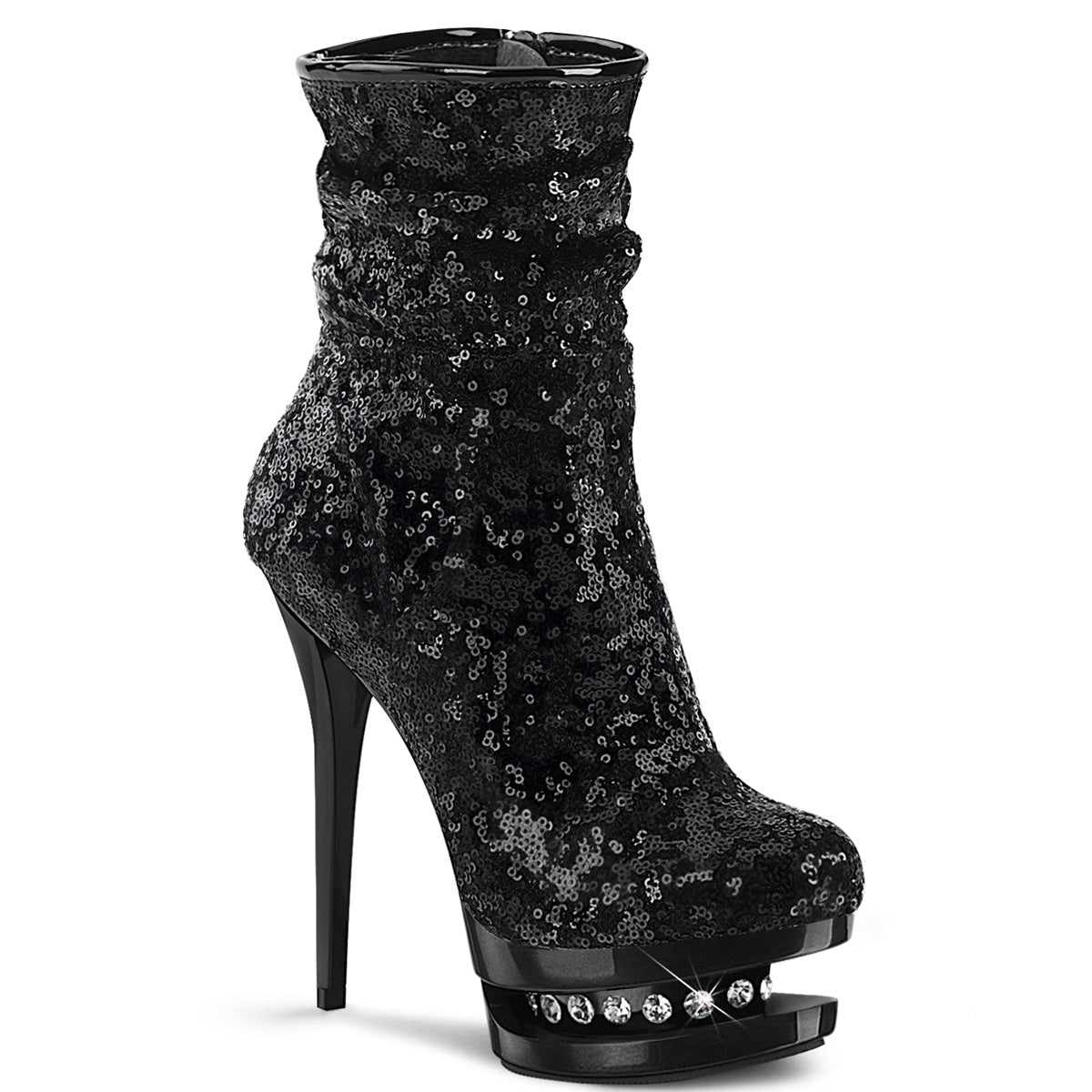 BLONDIE-R-1009 *6" Heel, 1 1/2" PF Two Tone Sequined Ankle Boot, Side Zip