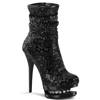 BLONDIE-R-1009 *6" Heel, 1 1/2" PF Two Tone Sequined Ankle Boot, Side Zip