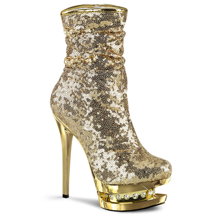 BLONDIE-R-1009 *6" Heel, 1 1/2" PF Sequined Ankle Boot, Side Zip
