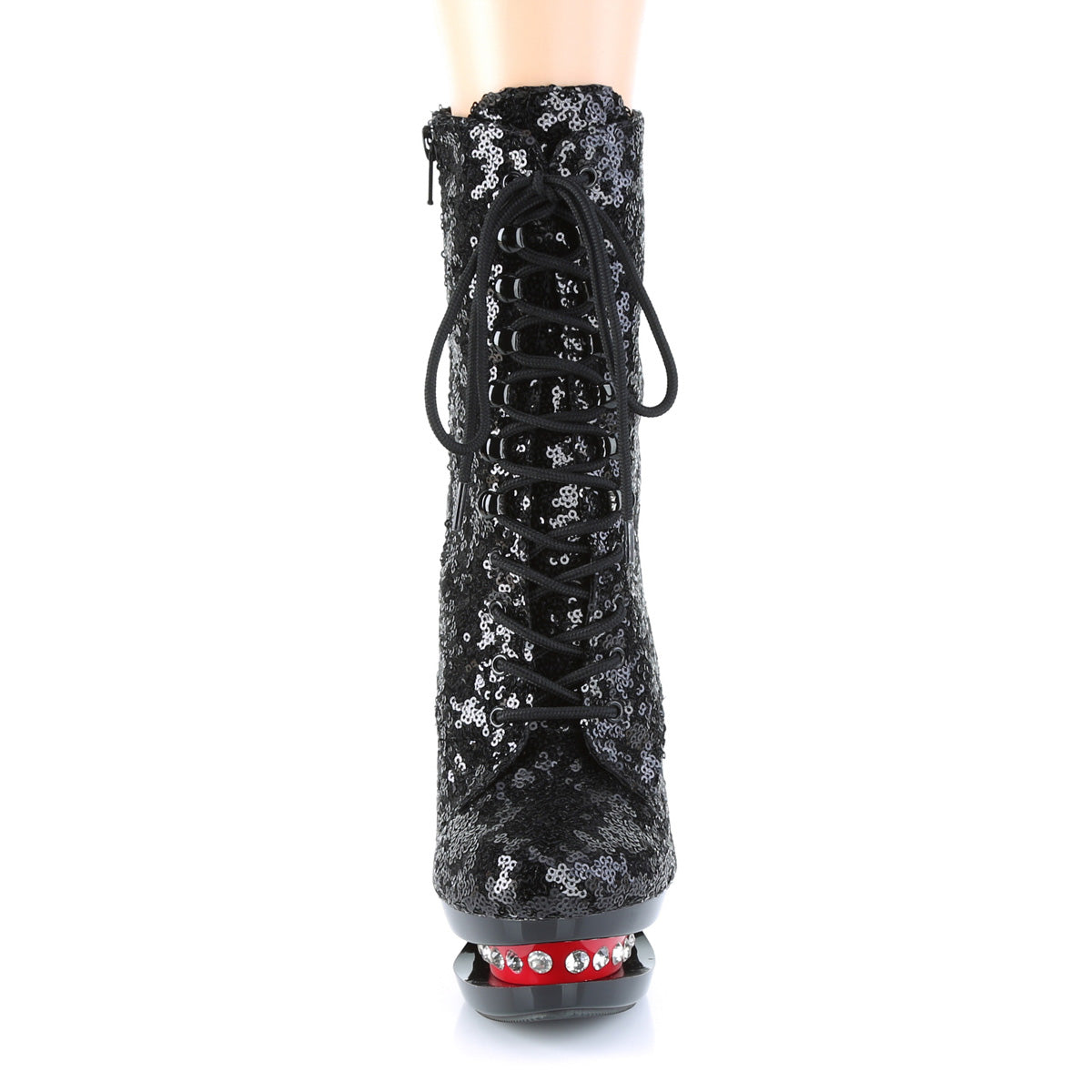 BLONDIE-R-1020 *6" Heel, 1 1/2" PF Lace-Up Front Ankle Boot, Side Zip