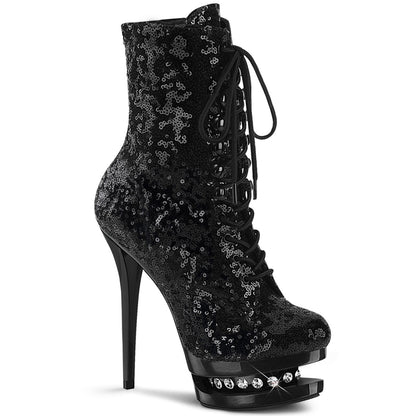 BLONDIE-R-1020 *6" Heel, 1 1/2" PF Two Tone Lace-Up Sequined Ankle Boot