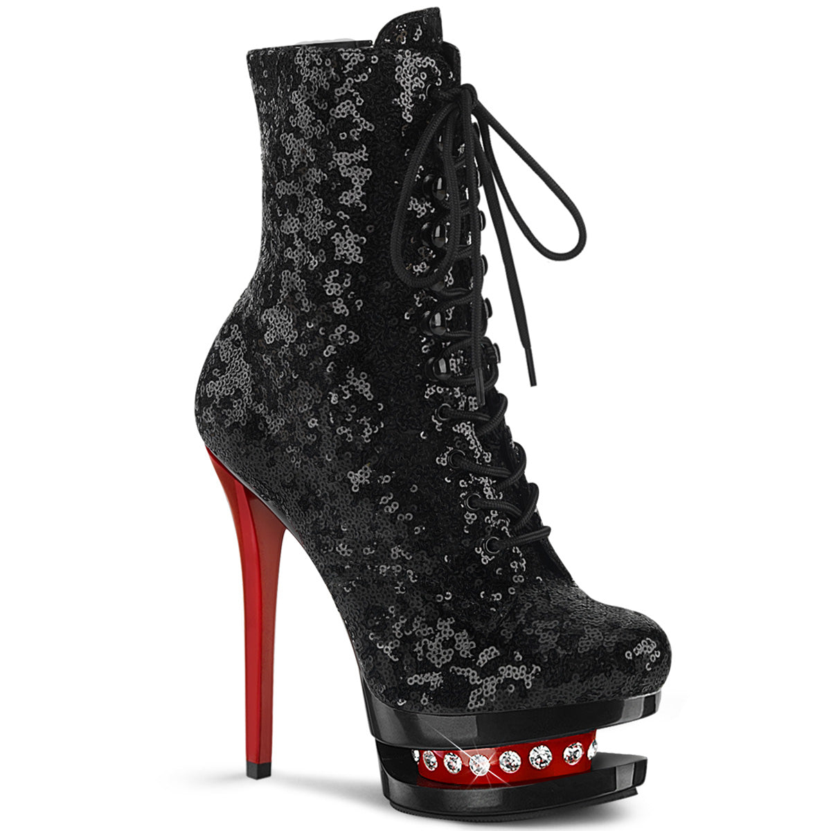 BLONDIE-R-1020 *6" Heel, 1 1/2" PF Lace-Up Front Ankle Boot, Side Zip
