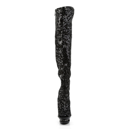 BLONDIE-R-3011 6" Heel, 1 1/2" Dual PF Open Toe Thigh Boot
