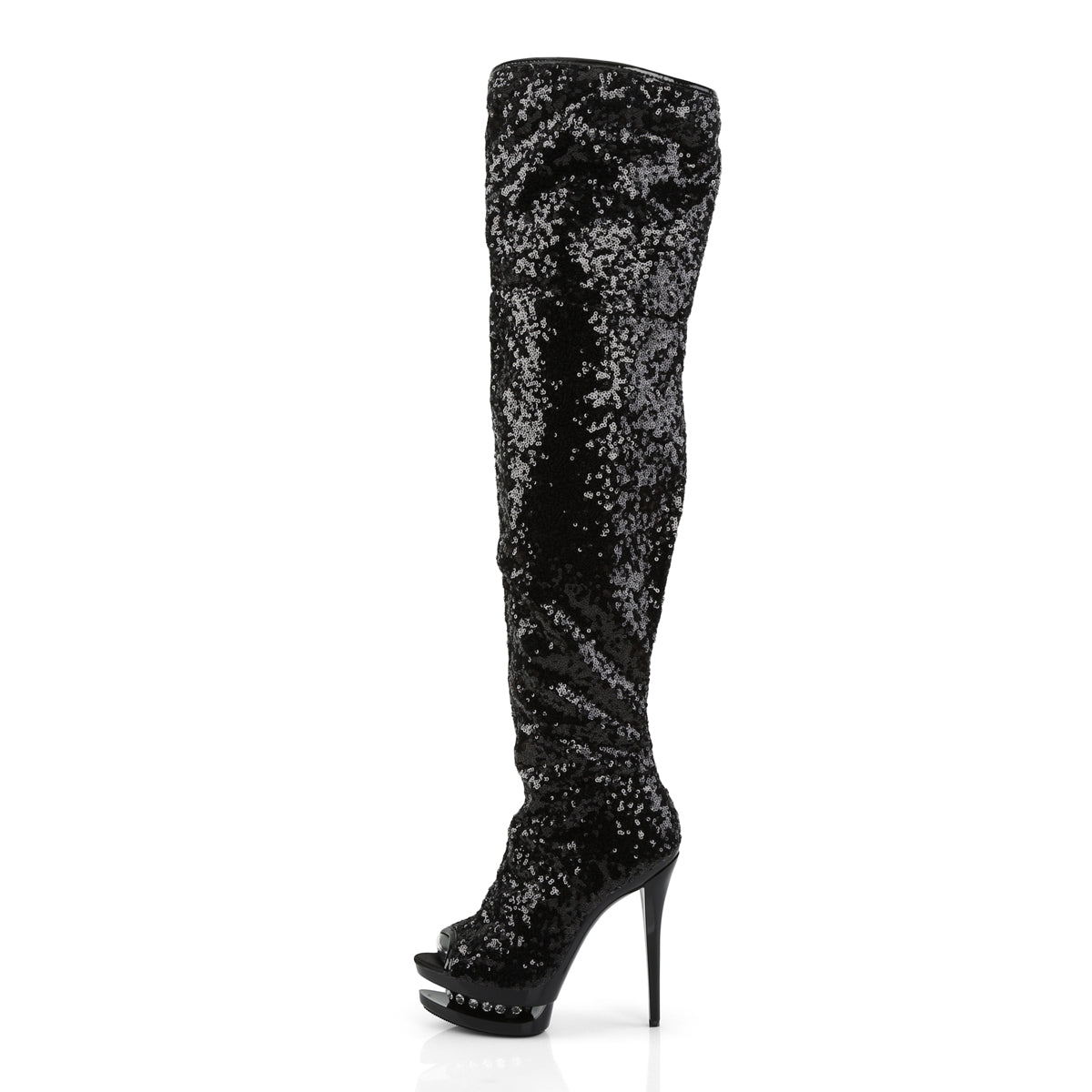 BLONDIE-R-3011 6" Heel, 1 1/2" Dual PF Open Toe Thigh Boot