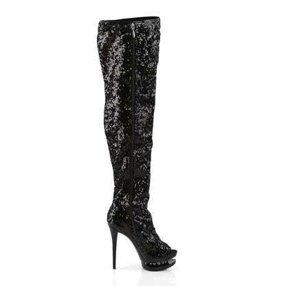 BLONDIE-R-3011 6" Heel, 1 1/2" Dual PF Open Toe Thigh Boot