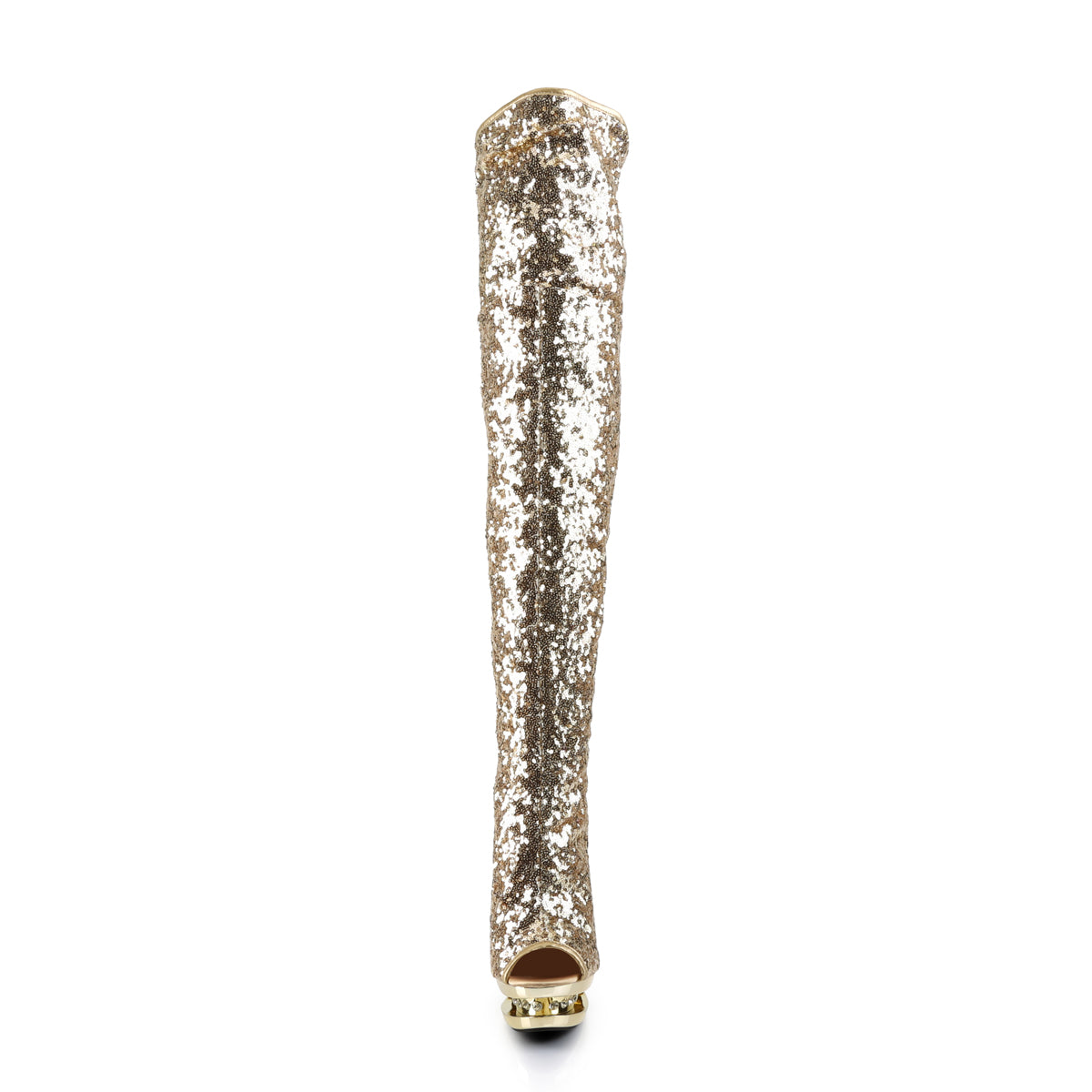 BLONDIE-R-3011 6" Heel, 1 1/2" Dual PF Open Toe Thigh Boot