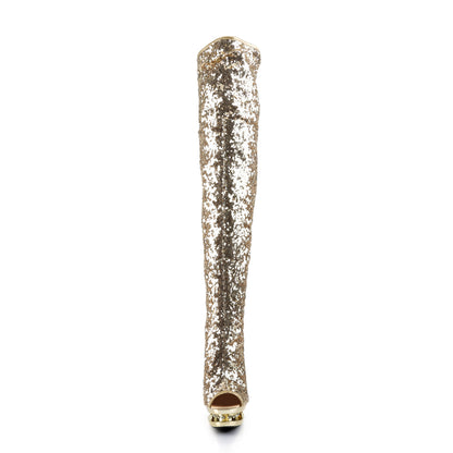 BLONDIE-R-3011 6" Heel, 1 1/2" Dual PF Open Toe Thigh Boot