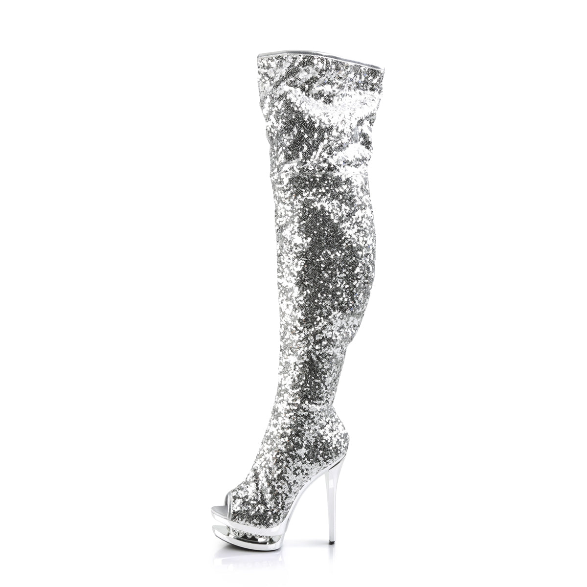 BLONDIE-R-3011 **6" Heel, 1 1/2" Dual PF Open Toe Thigh Boot