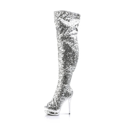BLONDIE-R-3011 **6" Heel, 1 1/2" Dual PF Open Toe Thigh Boot