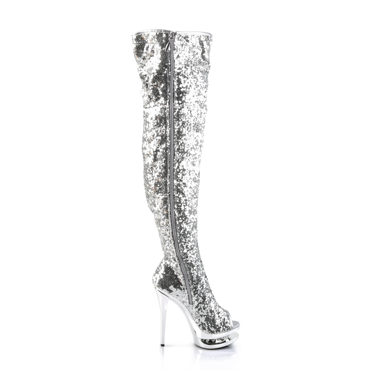 BLONDIE-R-3011 6" Heel, 1 1/2" Dual PF Open Toe Thigh Boot