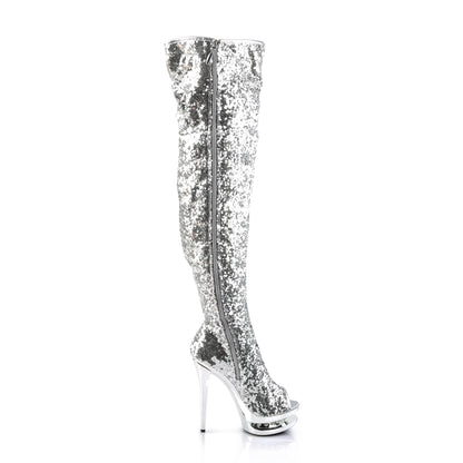 BLONDIE-R-3011 6" Heel, 1 1/2" Dual PF Open Toe Thigh Boot