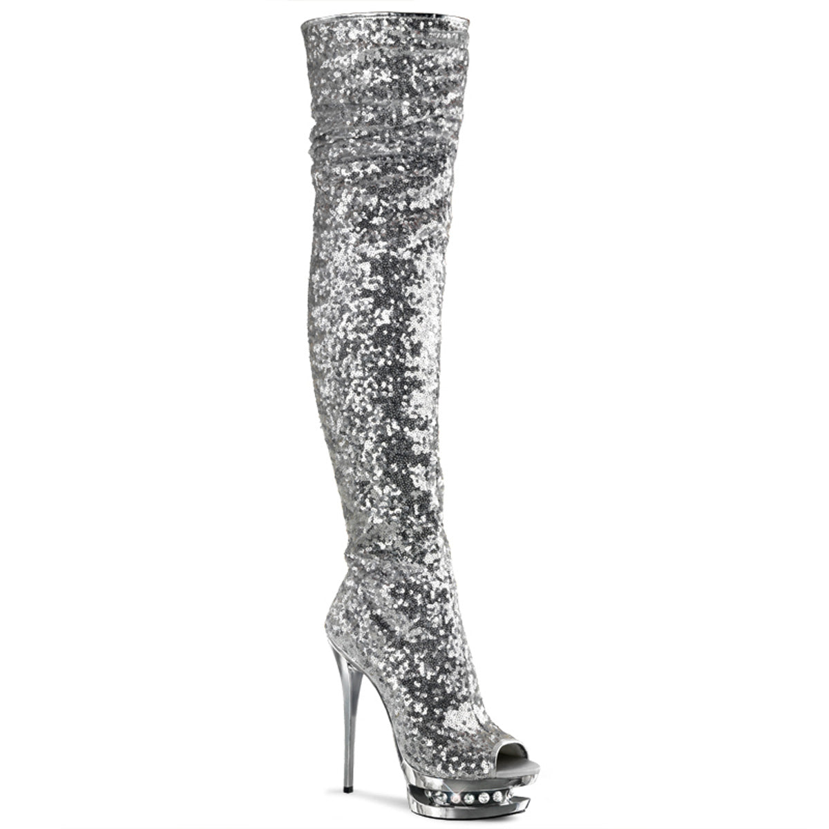 BLONDIE-R-3011 **6" Heel, 1 1/2" Dual PF Open Toe Thigh Boot