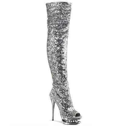 BLONDIE-R-3011 **6" Heel, 1 1/2" Dual PF Open Toe Thigh Boot