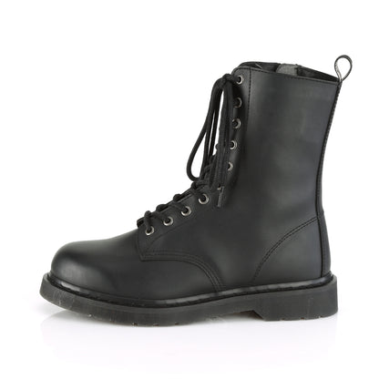 BOLT-200 1 1/4" Heel 10-Eyelet Mid Calf Unisex Vegan Boot, Side Zip