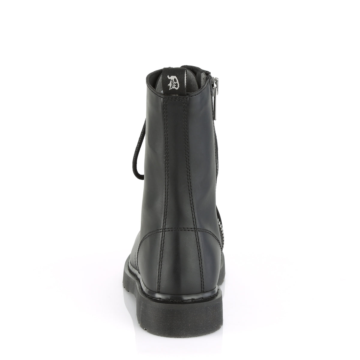 BOLT-200 1 1/4" Heel 10-Eyelet Mid Calf Unisex Vegan Boot, Side Zip