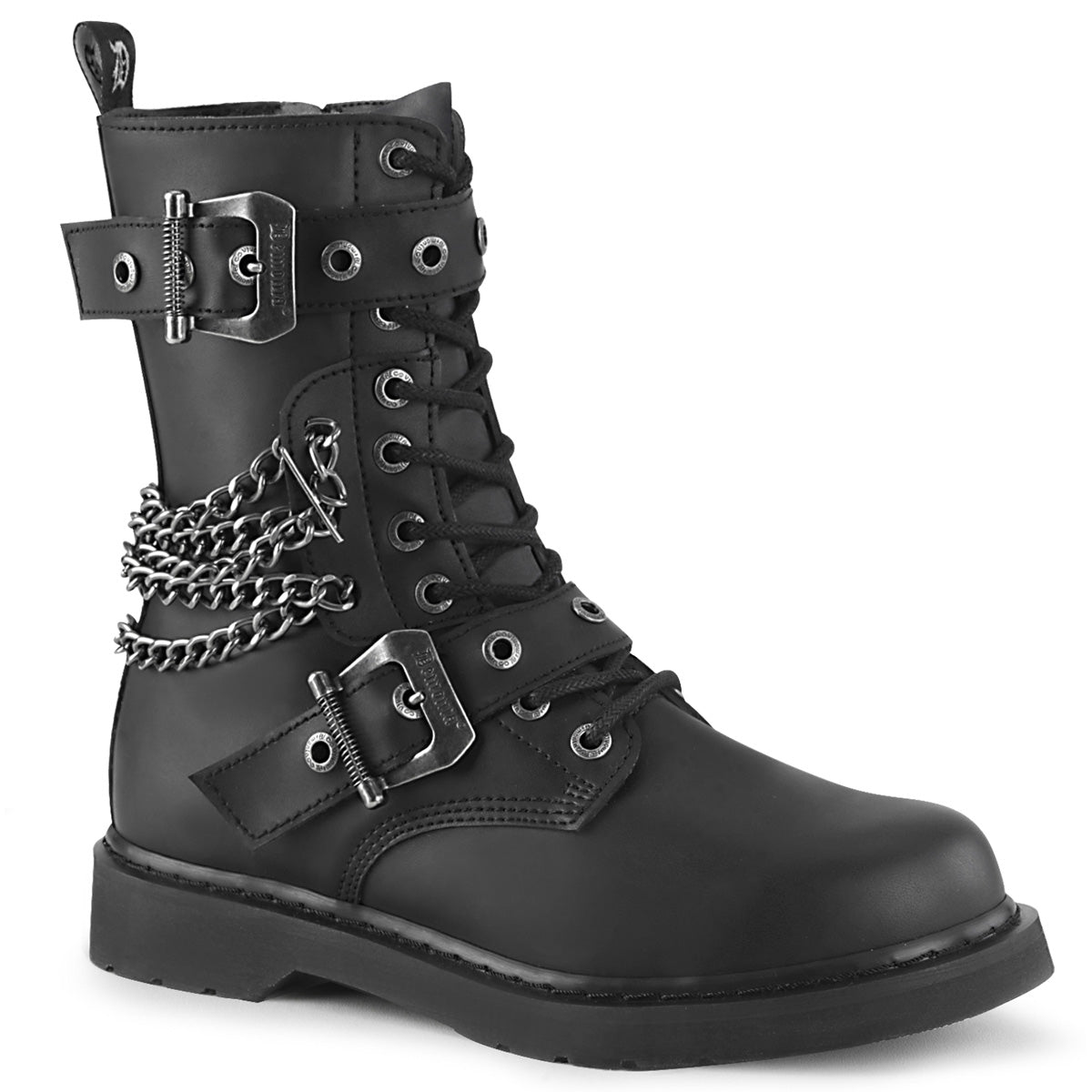 BOLT-250 1 1/4" Heel 10 Eyelet  Mid-Calf Combat Boot, Side Zip