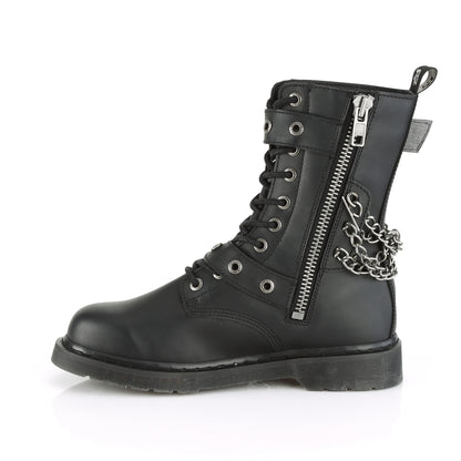 BOLT-250 1 1/4" Heel 10 Eyelet  Mid-Calf Combat Boot, Side Zip