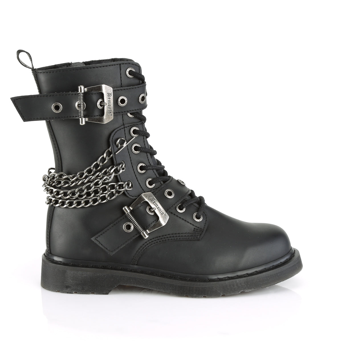 BOLT-250 1 1/4" Heel 10 Eyelet  Mid-Calf Combat Boot, Side Zip