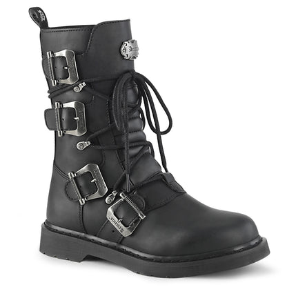 BOLT-265 1 1/4" Heel, Mid-Calf Combat Boot, Side Zip