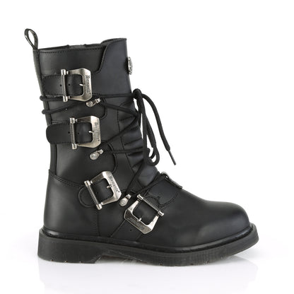 BOLT-265 1 1/4" Heel, Mid-Calf Combat Boot, Side Zip