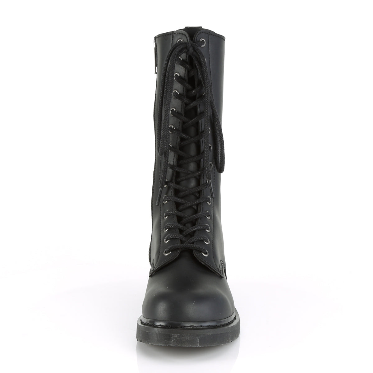 BOLT-300 1 1/4" Heel 14-Eyelet Mid Calf Unisex Vegan Boot, Side Zip